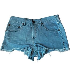 Free People Cut Offs Blue Aqua distressed Jean shorts size 27